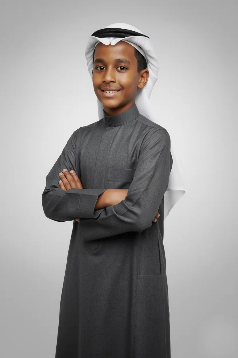 Summer Gray Classic Casual  thobe for Kids