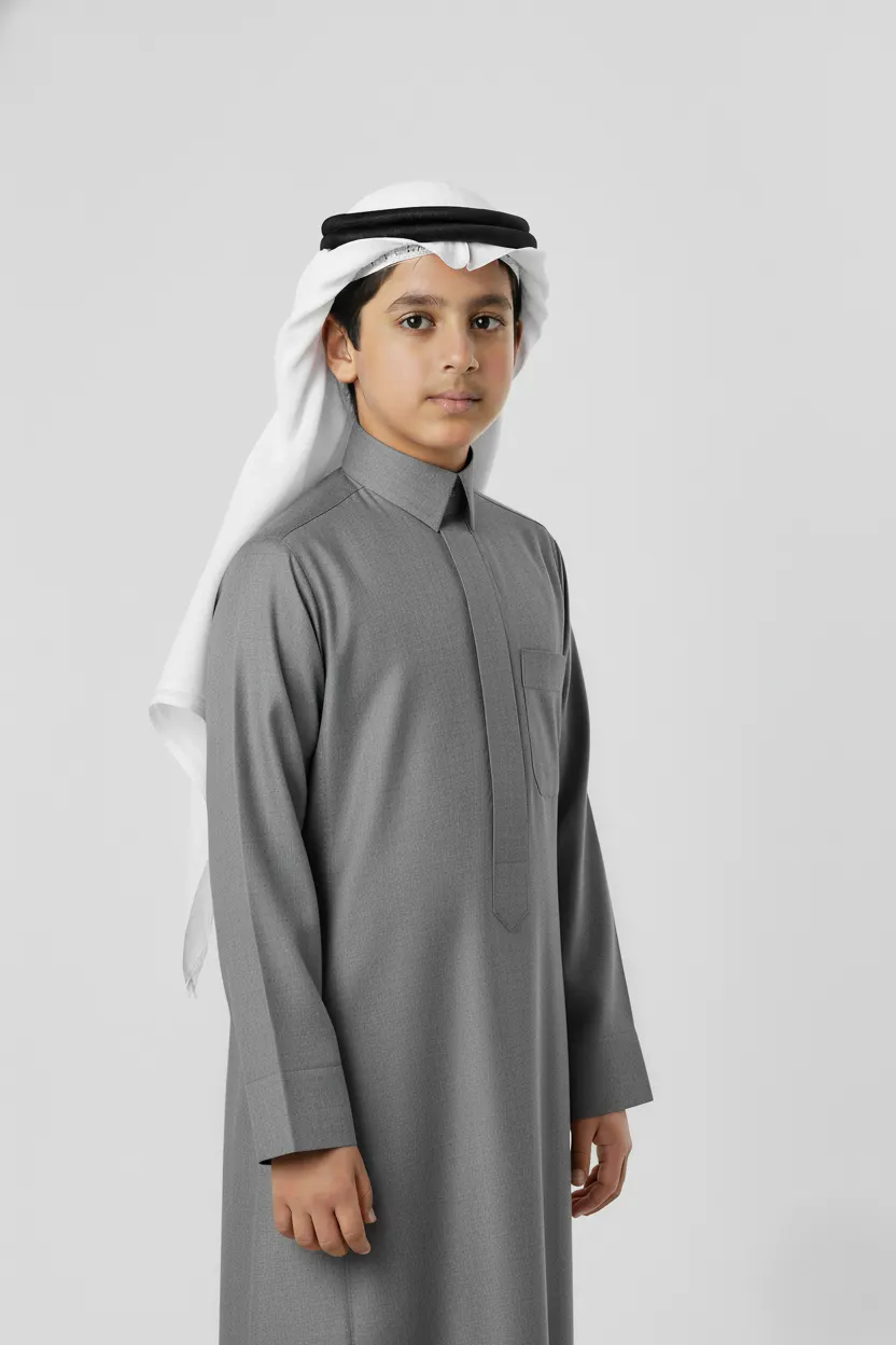 Winter Gray Classic Thobe for Kids