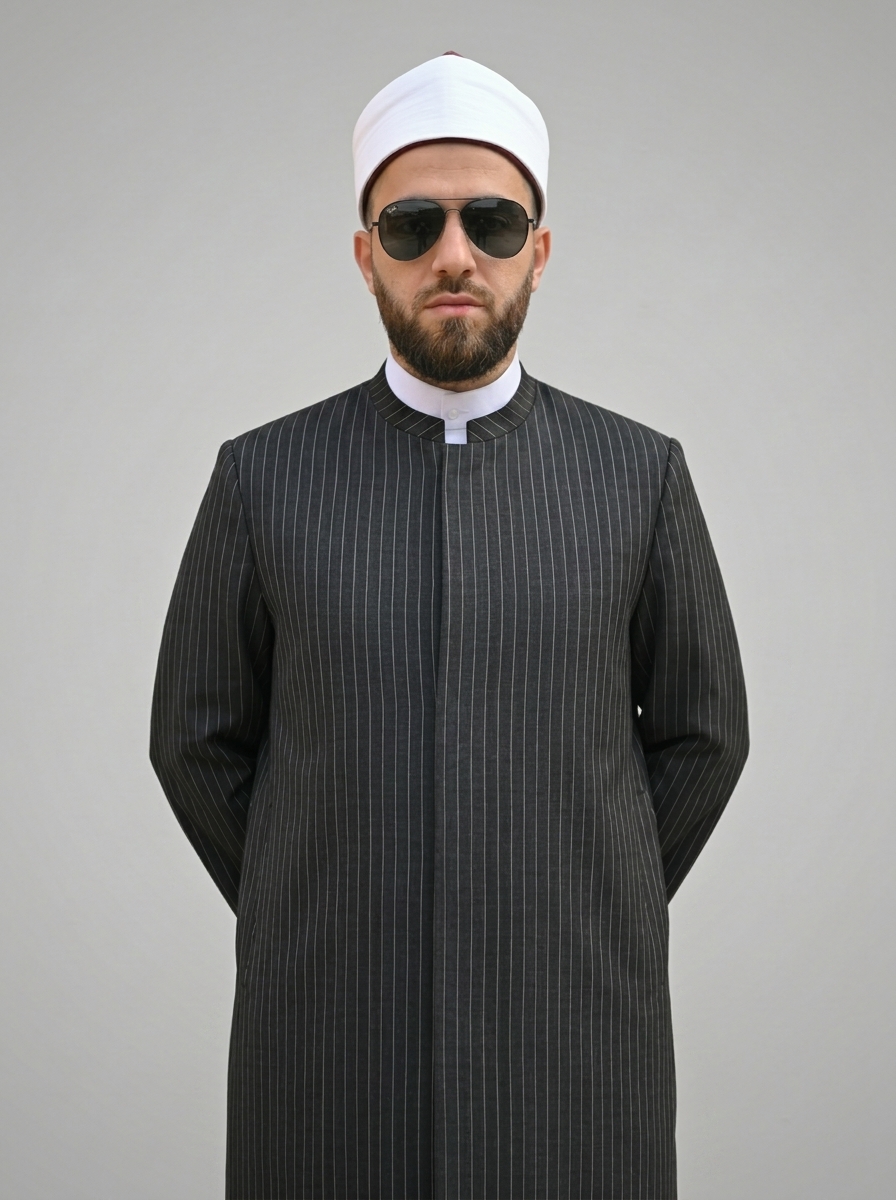 Winter Striped Dark Grey Azhari Jubba